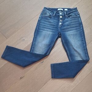EUC KanCan Jeans Women's sz 28 Kurvy Mid Rise Skinny Crop Button Fly Denim